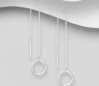 925 Sterling Silver Circle Threader Earrings