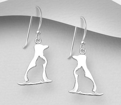 Malın səhifəsinə keç 925 Sterling Silver Cat and Dog Earrings