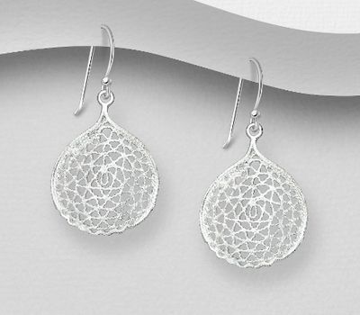 Malın səhifəsinə keç 925 Sterling Silver Filigree Hook Earrings