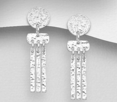 Malın səhifəsinə keç 925 Sterling Silver Dangle Hammered Push-Back Earrings