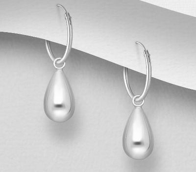 925 Sterling Silver Hoop And Drop charm Earrings