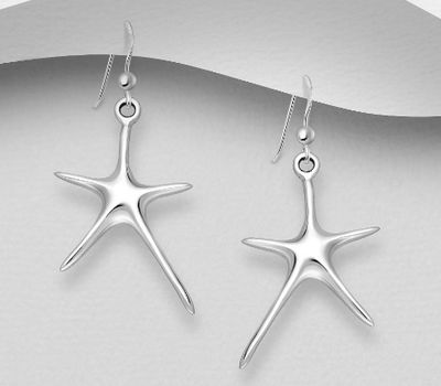 925 Sterling Silver Starfish Hook Earrings