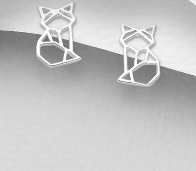 Malın səhifəsinə keç 925 Sterling Silver Origami Cat Push-Back Earrings