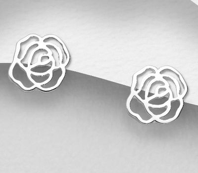 Malın səhifəsinə keç 925 Sterling Silver Rose Push-Back Earrings