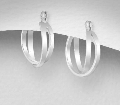 925 Sterling Silver Interlock Hoop Earrings