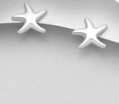 925 Sterling Silver Starfish Push-Back Earrings