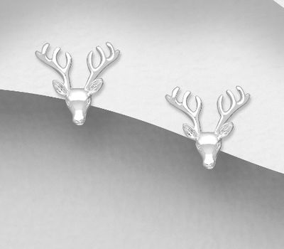 925 Sterling Silver Deer Push-Back Earrings