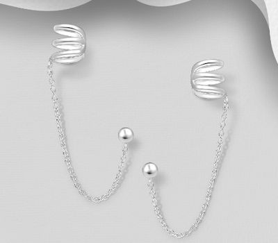 925 Sterling Silver Ball Push-Back Earrings & Ear Cuffs