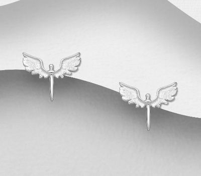 925 Sterling Silver Angel Push-Back Earrings