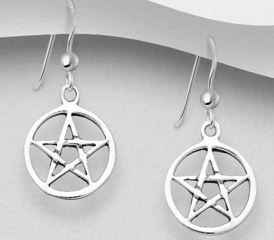 925 Sterling Silver OxidizedStar Hook Earrings