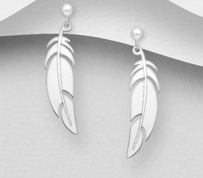 Malın səhifəsinə keç 925 Sterling Silver Feather Push-Back Earrings