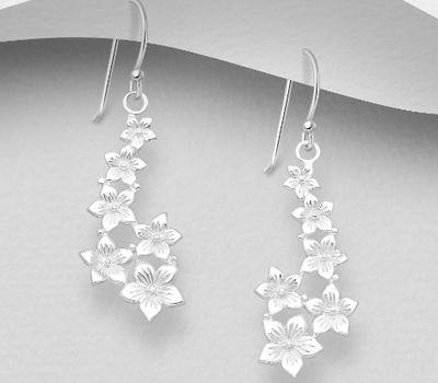 925 Sterling Silver Flower Hook Earrings