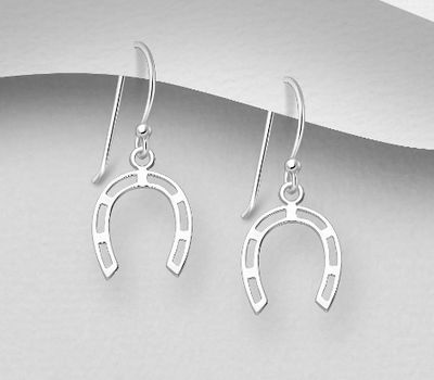 925 Sterling Silver Horseshoe Hook Earrings