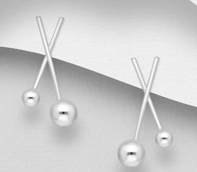 925 Sterling Silver Ball Push-Back Earrings