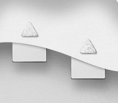 925 Sterling Silver  Matt Triangle and Square Jacket Earrings