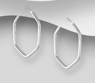 925 Sterling Silver Hexagon Hoop Earrings