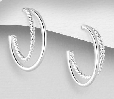 925 Sterling Silver Semi-Circle Push-Back Earrings