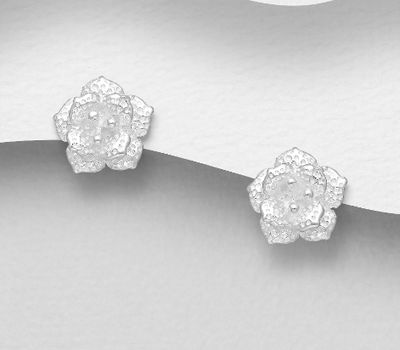 925 Sterling Silver Flower Push-Back Earrings