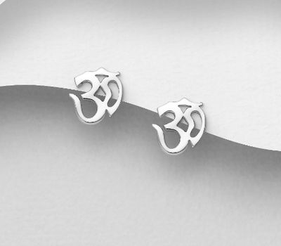 925 Sterling Silver Om Earrings