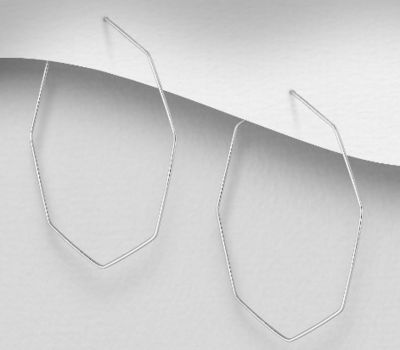 925 Sterling Silver Octagon Wire Hoop Earrings