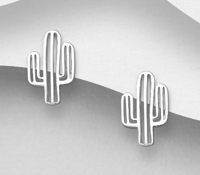Malın səhifəsinə keç 925 Sterling Silver Cactus Push-Back Earrings