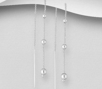 925 Sterling Silver Ball Threader Earrings