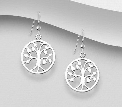 925 Sterling Silver Tree Of Life Hook Earrings