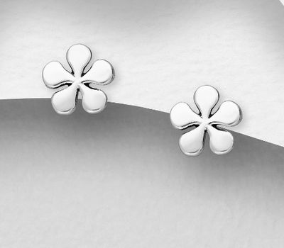 925 Sterling Silver Flower Push-Back Earrings