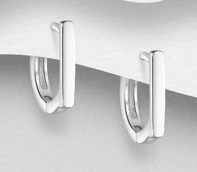 925 Sterling Silver Bar Hoop Earrings