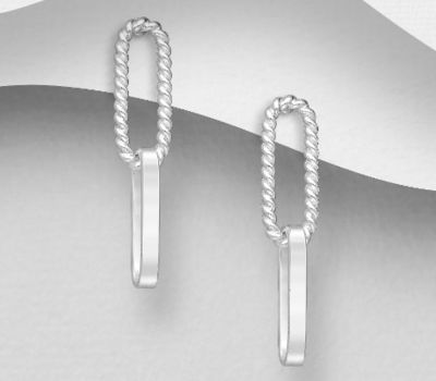 925 Sterling Silver Links Push-Back Earrings