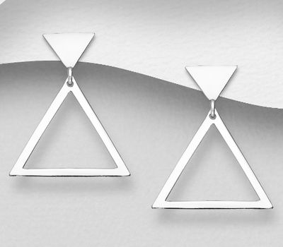 925 Sterling Silver Triangle Push-Back Earrings