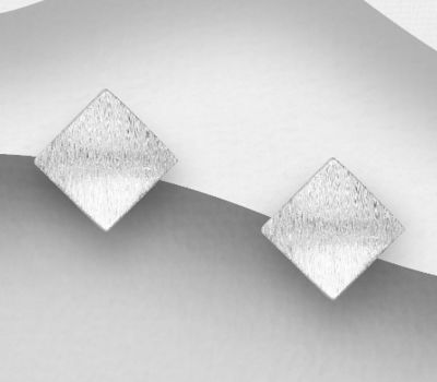 Malın səhifəsinə keç 925 Sterling Silver Matt Rhombus Push-Back Earrings