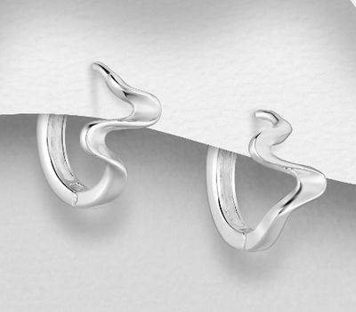 925 Sterling Silver Zigzag Hoop Earrings