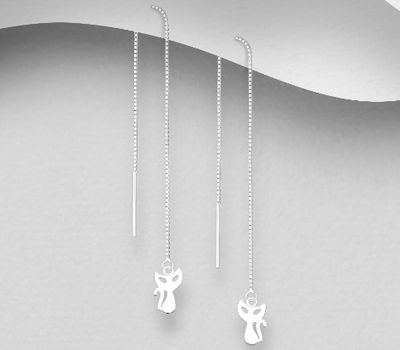 925 Sterling Silver Cat Threader Earrings