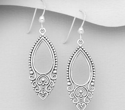 Malın səhifəsinə keç 925 Sterling Silver Oxidized Swirl Hook Earrings