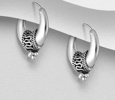 Malın səhifəsinə keç 925 Sterling Silver Oxidized Hoop Earrings