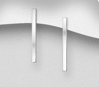 Malın səhifəsinə keç 925 Sterling Silver Bar Push-Back Earrings