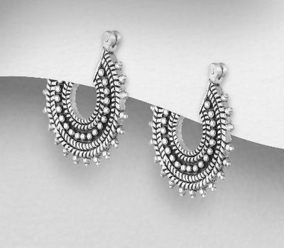 Malın səhifəsinə keç 925 Sterling Silver Oxidized Hoop Earrings
