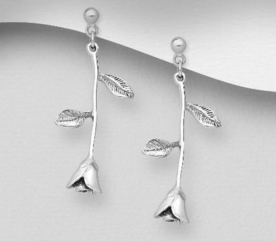 Malın səhifəsinə keç 925 Sterling Silver Oxidized Rose Push-Back Earrings