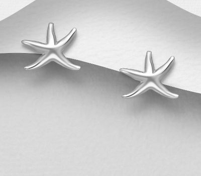 925 Sterling Silver Starfish Push-Back Earrings