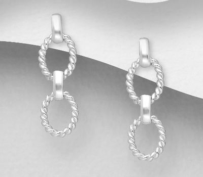 925 Sterling Silver Links Push-Back Earrings