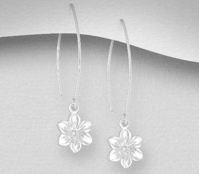 925 Sterling Silver Flower Hook Earrings