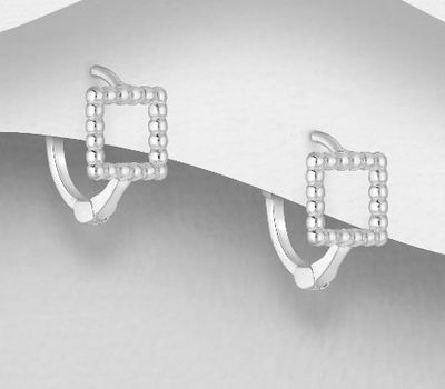 Malın səhifəsinə keç 925 Sterling Silver Square Ball Hoop Earrings