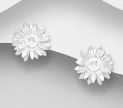 925 Sterling Silver Flower Push-Back Earrings