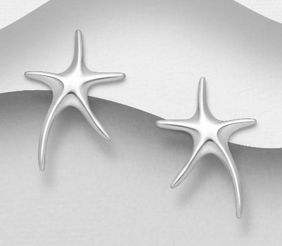 925 Sterling Silver Starfish Push-Back Earrings