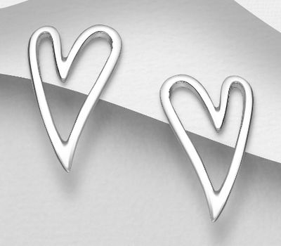 Malın səhifəsinə keç 925 Sterling Silver Heart Push-Back Earrings