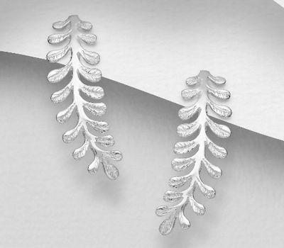 925 Sterling Silver Leaf Push-Back Earrings