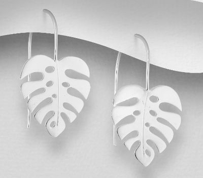 925 Sterling Silver Leaf Hook Earrings