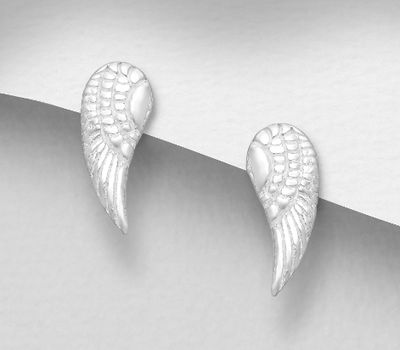 925 Sterling Silver Wings Push-Back Earrings