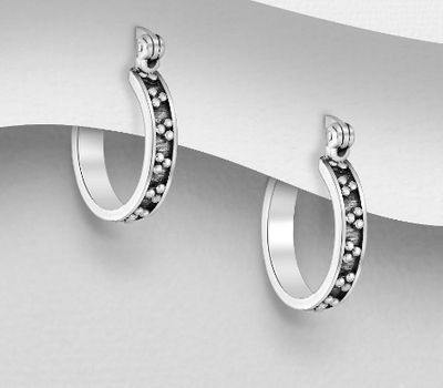 Malın səhifəsinə keç 925 Sterling Silver Oxidized Hinged-Back Earrings